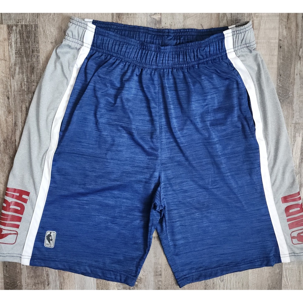 NBA Basketball Shorts Mens Large Blue Grey Space Dye Athletic Gym Pockets